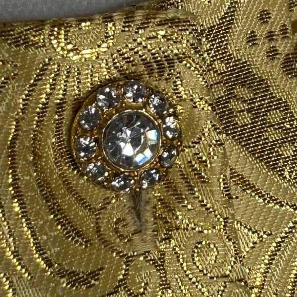 Betsey Johnson Drop Waist Gold Metallic Sleeveless Dress Rhinestone Buttons 8 - Picture 11 of 11